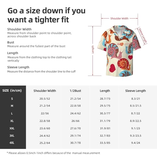 PQruop Chemise à manches courtes pour homme avec imprimé escargot mignon, chemise à col cubain boutonnée pour l'été, la plage., Noir , M – vue 7