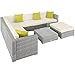 tectake 800892 Aluminium Polyrattan Lounge Set, Sitzgruppe mit Tisch mit Glasplatte, für Garten und Terrasse, inkl. Kissen und Klemmen (Hellgrau (Farbfehler))