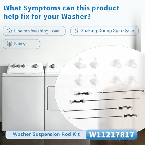 Upgrade (2026) W11217817 Washer Suspension Rod Kit 4pcs Compatible with Whirlpool Kenmore Maytag Amana Crosley Admiral Washer, Replacement Part W11159470 W11226768 4844566 AP6329793 PS12349409 by Salugre - Image 5