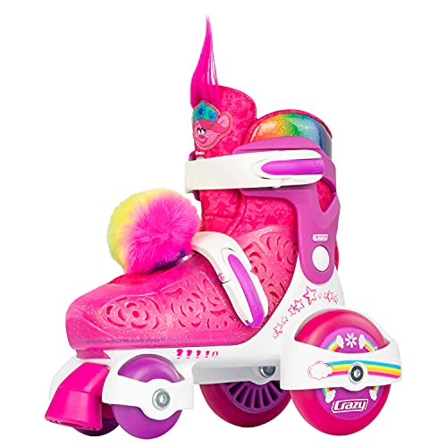 Crazy Skates Trolls Klip Klop Size Adjustable Roller Skates - Featuring Poppy Or Barb From Trolls World Tour - Poppy | Pink (Size: Small | Us Mens J11-1 | Us Ladies J11-1 | Eu 30-33) #TOP25