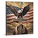 HQFRDNF 4th of July Decorations Bald Eagle Cross Canvas Wall Art, Christian American Flag Painting Artwork Print, Independence Day Home Wall Decor for Living Room Bedroom 8x10 Inches