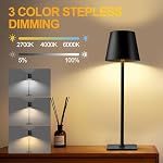 Cordless Table Lamps Rechargeable, Adjustable Height, 5200mAh Battery Operated Lamp, 3 Color Stepless Dimming Up, Outdoor Table Lamps for Dining, Bedroom, Outdoor (2 Pack) - Image 4