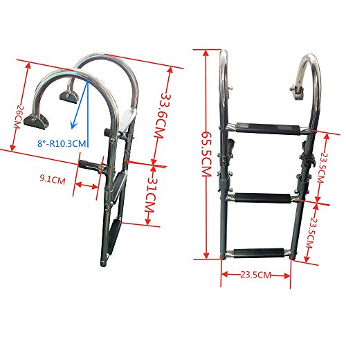 Removable Folding Boat Ladder Stainless Steel Marine Pontoon For Marine Boat Yacht (3 Steps-Sl) #TOP1