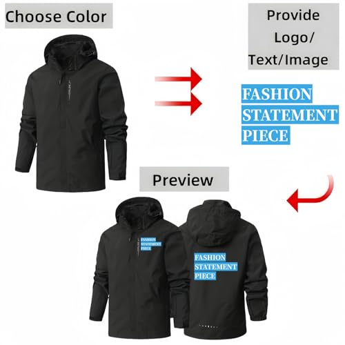 Custom Men's Waterproof Rain Jacket Lightweight Hooded Raincoat Outdoor Hiking Windbreaker Jacket4