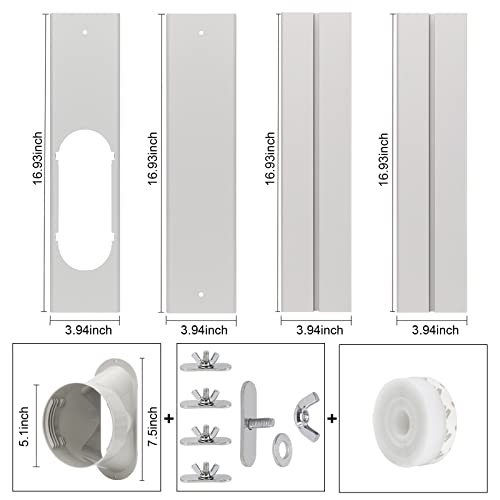 Kxuhivc Portable Air Conditioner Windows Vent Kit, Adjustable Window Seal With 5.1 Inch Diameter, 59 Inch Length Exhaust Hose For A/C Unit Universal For Sliding Horizontal Or Vertical Windows #TOP2