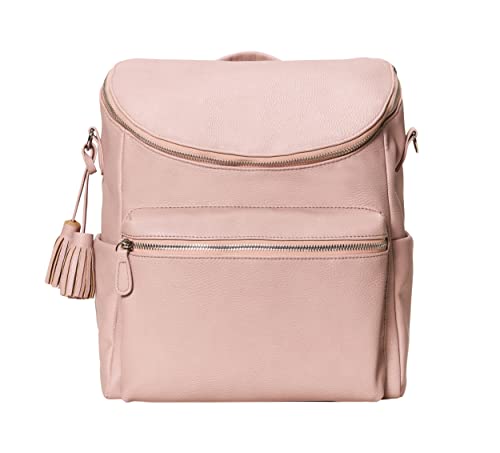 Image of Comfy piks Diaper Bag Backpack, Vegan Leather Backpack with Baby Changing Pad, Stroller Straps and Carry Pouch, Convertible Baby Travel Bag with Insulated Pockets for Diapers, Bottles, Toys, Clothes
