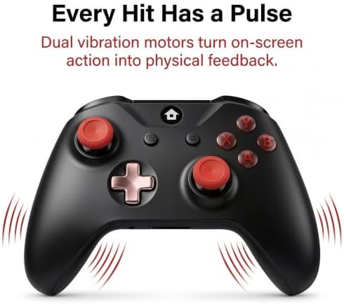 OVYX Wireless Controller Compatible with Xbox Series X|S, Xbox One and Windows PC, Bluetooth Gamepad with 1400mAh Rechargeable Battery, LED Battery Indicator, Dual Vibration Motors, 360° Precision Joysticks, 3.5mm Audio Jack, Black & Red — 사진 5