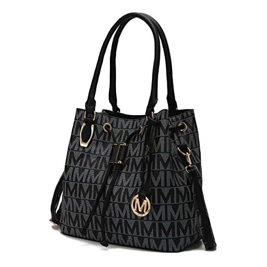 MKF Collection Shoulder Bag for Women, PU Leather Pocketbook Top-Handle Crossbody Purse Tote Satchel Handbag Black