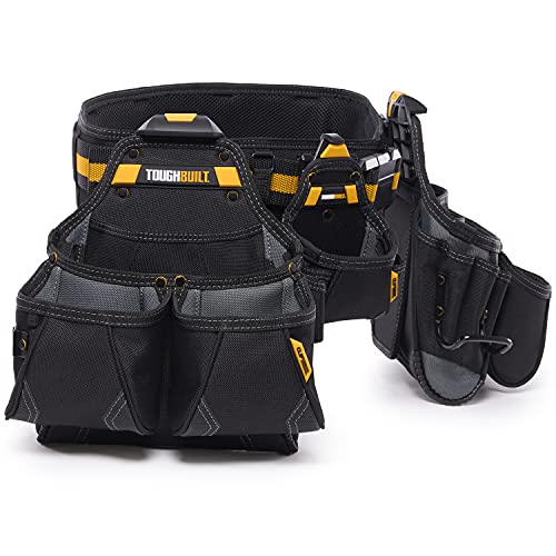 Toughbuilt - 4-Piece Contractor Tool Belt Set - Heavy Duty, High Quality And Durable - 3 Cliptech Pouches And Padded Toolbelt - (Tb-Ct-101-4P) #TOP7