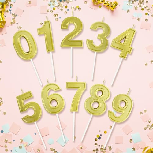 BEAN LIEVE Gold Birthday Candles Number 8, Gold Number Candles, Cake Number Candles for Birthday Parties and Wedding Anniversary Celebrations - Thumbnail 5
