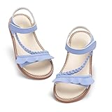 PHIRAMIN Girls Blue Size 8 Sandals - Toddler Girl Summer Dress Floral Shoes for Party Wedding School