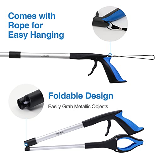 2-Pack Grabber Reacher Tool,32 Inch Extra Long Steel Foldable Pick Up Stick With Strong Grip Magnetic,360°Rotating Anti-Slip Jaw,Trash Claw Grabber Tool,Hand Grabber For Reaching,Arm Extension #TOP3