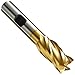 Niagara Cutter N44240 High Speed Steel Square Nose End Mill, Weldon Shank, TiN Finish, Roughing and Finishing Cutting, 30-Degree, 4-Flute, 6.25" OAL, 0.750" Cut Diameter, 0.750" Shank Diameter