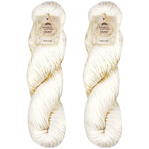 JubileeYarn Undyed Bamboo Cotton Chunky Yarn - 200g/Hank - 2 Hanks