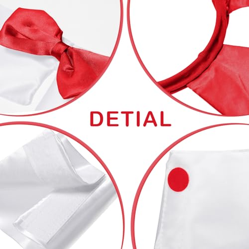 SATINIOR Bunny Costume Set Rabbit Ear Headband Collar Bow Tie Costume Cuffs Rabbit Tail for Halloween Party(Red) - Thumbnail 2