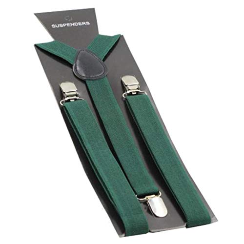 Traderplus Men Elastic Suspenders And Bow Ties Set For Wedding, Formal Events (Green) #TOP2
