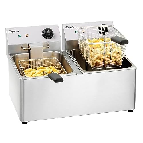 Bartscher Snack IV Double thermo-optique Deep Fryer 16L 6500 W Stainless Steel – fryers (Deep Fryer, 16 l, double, Stainless Steel, Rotary, stand-alone)