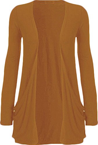 Image of WearAll Ladies Long Sleeve Boyfriend Cardigan Womens Top Mustard S-M