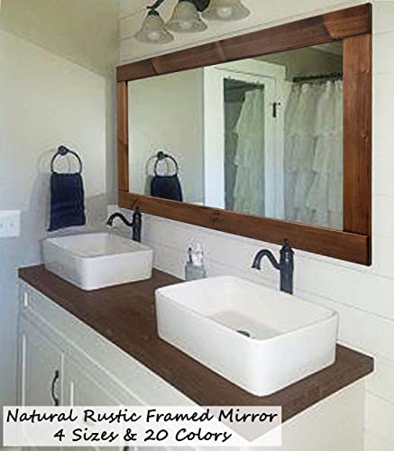 Natural Rustic Wood Framed Mirror Available In 4 Sizes And 20 Stain Colors: Shown In Special Walnut - Large Framed Mirror - Home Decor - Reclaimed Rustic Home Decor Mirror - Vanity Mirror #TOP7