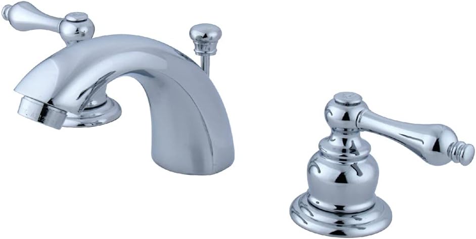 Kingston Brass KB941AL Victorian Mini Widespread Lavatory Faucet with Metal lever handle, Polished Chrome