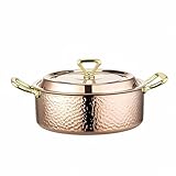 Gehämmerter Kochtopf Mit Deckel, Kupfer-Roségold, Dreilagiger Edelstahl-Kochtopf, Multifunktionales Kochgeschirr Zum Backen, Braten, Schmoren Und Sautieren, Magnetischer Boden(6.7QT(30CM))