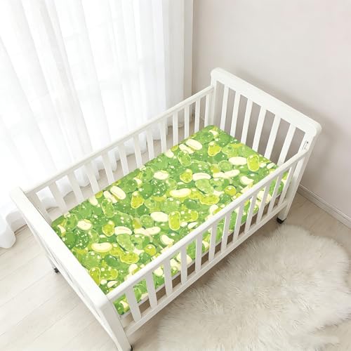 Drap de berceau Green Beans en coton doux uni pour lit de bébé