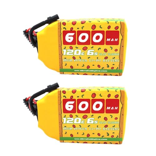 CNHL Pizza Series 600mAh 120C 6S Lipo Battery 22.2V with XT30 Plug for FPV Racing RC Quadcopter Helicopter Airplane Drone(2 Packs)