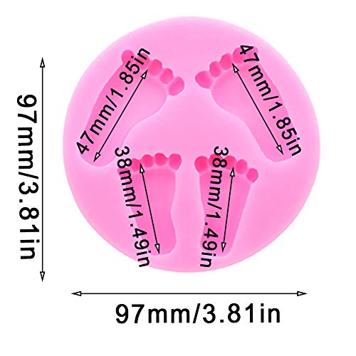 Kuuguu 4 Pcs Baby Feet Fondant Mold Silicone 3D Baby Foot Mold Baby Shower Cake Topper Decoration Diy Baking Mould For Sugarcraft Cake Chocolate And Crafting #TOP1
