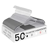SONGMICS Pack of 50 Coat Hangers, Space-Saving Plastic Clothes Hangers, Non-Slip, 0.2 Inches Slim, 16.5 Inches Wide, 360° Swivel Silver Hook, Light Gray and Dark Gray UCRP20G50