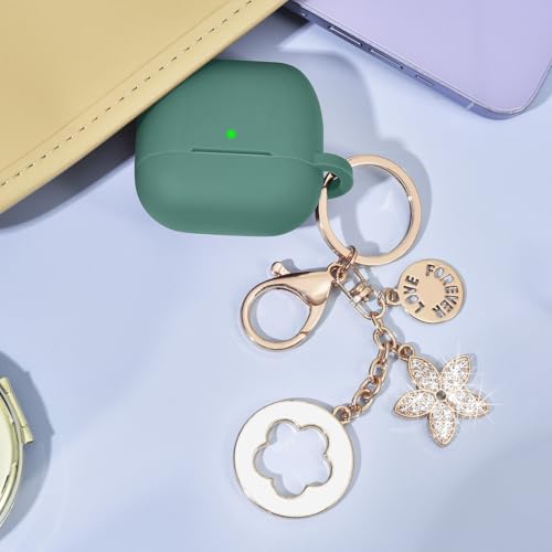 Image of Case Compatible for Apple Airpods 4 - VISOOM Airpods 4 Cases 2024 Cover Women Cute Silicone iPods 4 Earbuds Wireless Accessories Charging Cases Girl Bling Keychain for Airpod iPods 4th Generation