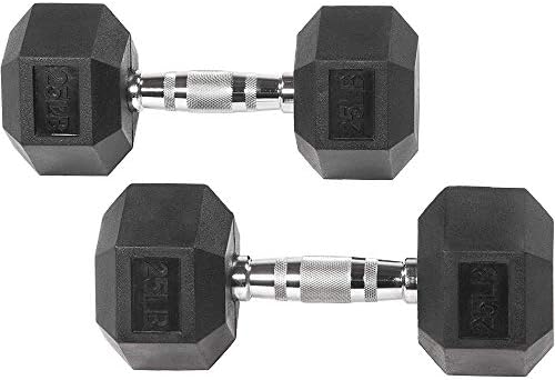 Fitvids Hex Dumbbells Rubber Coated Hand Weights for Exercises an...