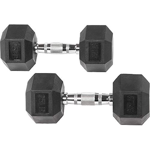 Fitvids Hex Dumbbells Rubber Coated Hand Weights for Exercises and Fitness Home Gym, 5-50 LB Pair