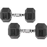 Fitvids Rubber Encased Hex Dumbbell, 25LB Pair