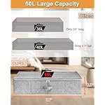 Under Bed Storage, 2 Pack Underbed Storage Container Bags With Lid, Foldable Sturdy Clothes Storage Drawer Organizer W/ 3 Handles, Ultra Thick Fabric Blanket Shoe Storage Box, 30x15x6.7inch, Grey - Image 2