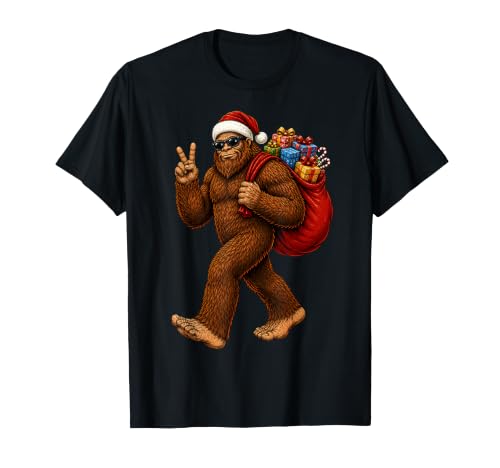 Cool Christmas Bigfoot Santa Vibes Festive T-Shirt