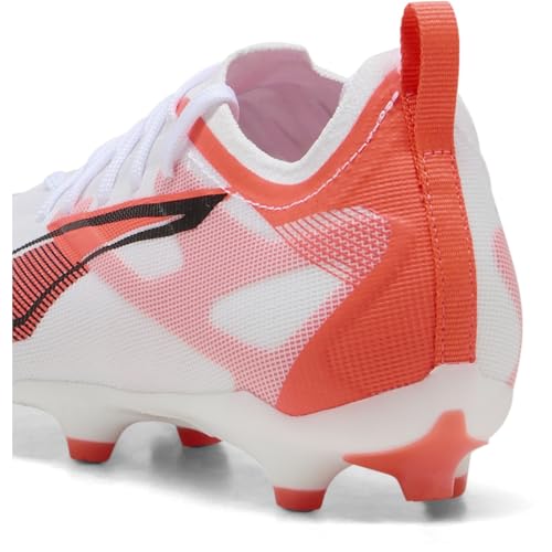 PUMA Ultra 5 Pro FG/AG JR, Chaussure de Football Unisexe, PUMA White-PUMA Black-Glowing Red,