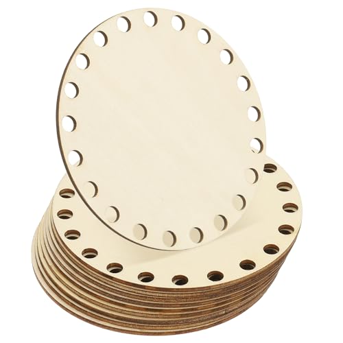 PATIKIL 4 Inch Crochet Basket Base, 10 Pcs Basket Bottoms Round Wood Base Shaper Bag Making Supplies Weaving Knitting Kit for Crochet Shoulder Bag Handbag Purse Craft