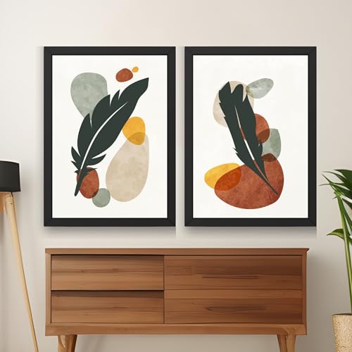 Image of CRAFT QUEST Wall Art Decor Paintings | Set of 2 BOTONICAL Wall Art Frames for Home Decoration | Ideal for Living Room, Bedroom & Office (Black, 10 X 13 Inches Each Frame)