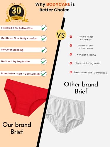 Image of BODYCARE Boys Briefs Pack of 6 | 100% Cotton Ultra Soft Breathable Innerwear with Inner Elastic Band | Skin Friendly, Tagless Comfort | Ideal for School