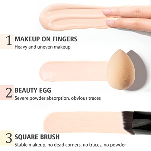 Cintanuota, Square Mouth Angled Liquid Foundation Brush, Thickened Aluminum Tube And Wooden Handle, Rare Full Coverage Face Makeup Brush For Blending Liquid, Cream Or Flawless Powder Makeup (Black) #TOP2