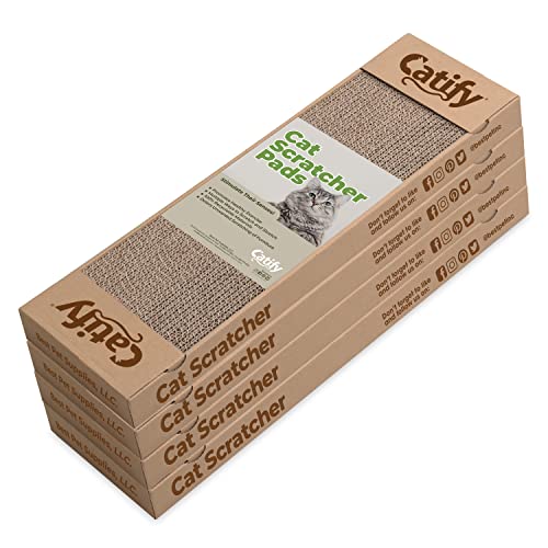 Image of Best Pet Supplies Catify Cat Scratcher, Fun Interactive Scratchers, Posts, Poles, Claw Safe, Furniture Saver Indoor Play Support Natural Cat Behaviors Heavy Duty - Narrow (4 Pack)
