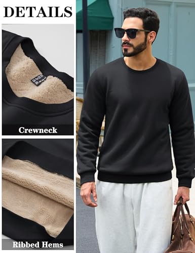 Sweat à col rond pour homme pull d'hiver doublé polaire
