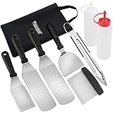 POLIGO 9PCS Exclusive Griddle Accessories Set with Carrying Bag - Commercial Grade Griddle Tools Long/Short Hibachi Spatulas Set - Flat Top Grill Cooking Kit Great for BBQ, Teppanyaki and Camping