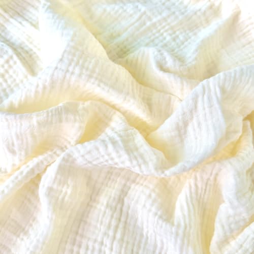 LaSilk Double Gauze Cotton Fabric by the Yard - 100% Cotton Muslin Fabric for DIY Craft & Sewing Material Like Dress, Towel, Bedding Sets, Cheesecloth, Boho Table Runner Fabric (Beige, 1 Yard)