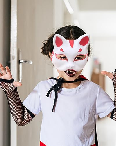 XIPEGPA 12 PCS Therian Masks White Paper Cat Mask to Painted Animal Facemask Masquerade Mask for DIY Painting (12)