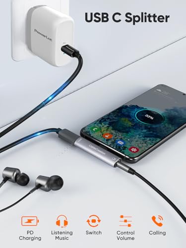 Image of CableCreation 2 in 1 USB C to 3.5mm Headphone Audio and Charger Adapter