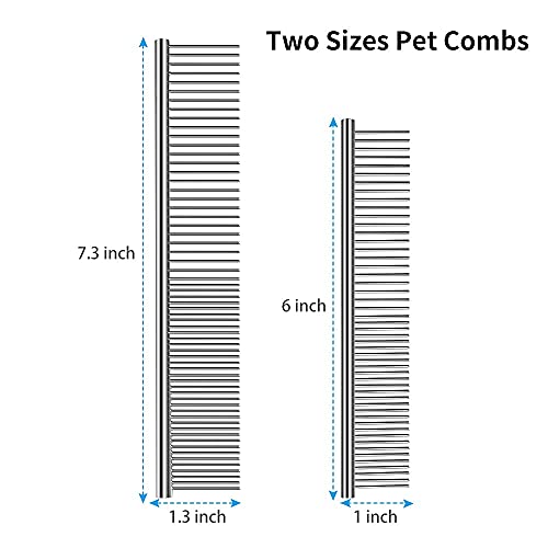 LucyPhy Pet Steel Combs, Metal Dog Comb Grooming Comb with Stainless Steel Rounded Ends Teeth for Shedding Long Matted… - Image 4
