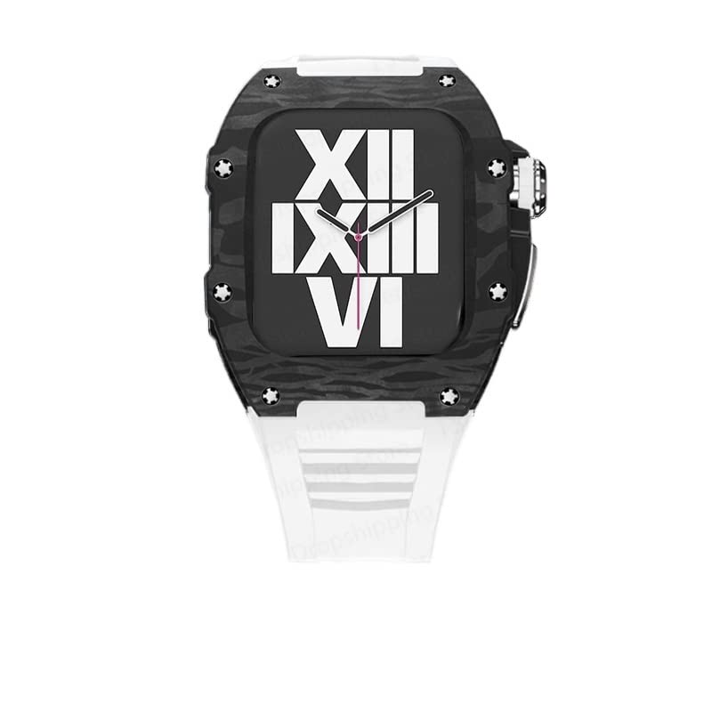 Kit modification luxe Apple Watch 45mm en fibre de carbone et acier