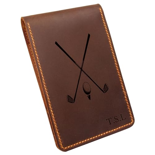 Turbosnail Personalized Leather Golf Scorecard & Yardage Book Holder, Personalized Golf Gift, Yardage Book Holder, Gifts for Dad, Gifts for Golfers