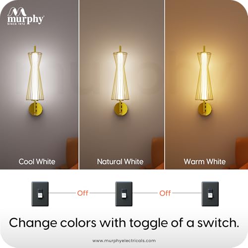 Image of Murphy Cage Line 12W Wall Lamp Pack of 1 | 3-in-1 Color Changing LED (Cool White /Warm White /Natural White) with 2-Year Warranty | Premium Golden Finish Decorative Light